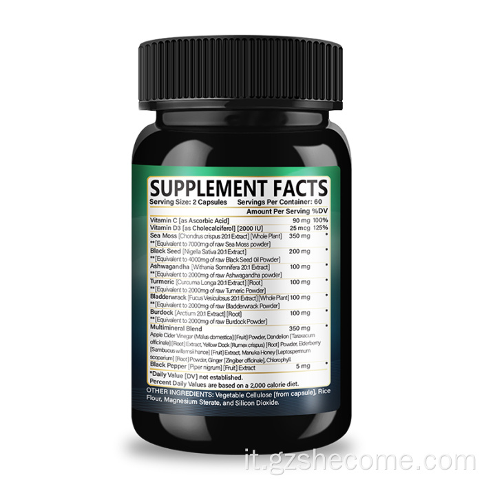 Supporto per capelli olio di semi neri Supplemento muschio marino